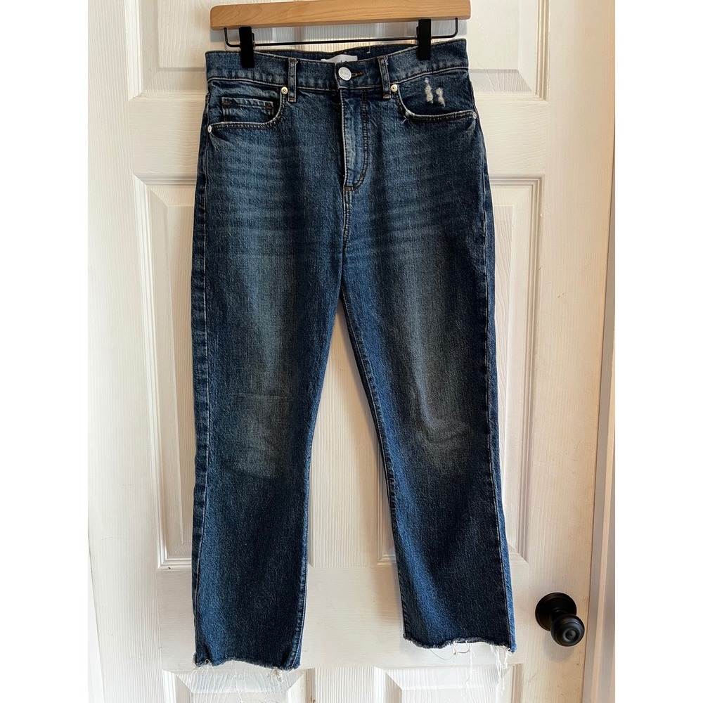 LOFT High Rise Cropped Jeans Distressed Raw Hem Denim Jeans Size 0
